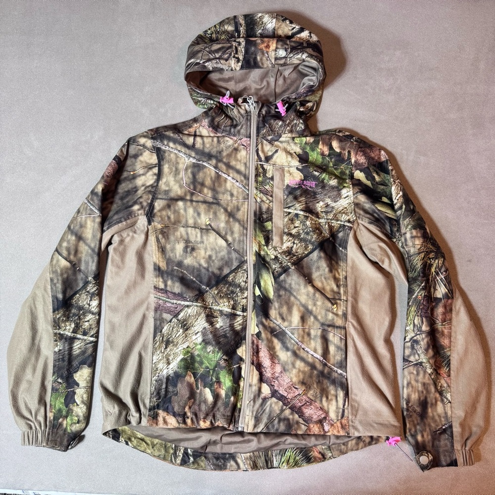 Rustic Ridge Women's Camouflage Hunting Jacket Size M Full Zip Pink Embroidery